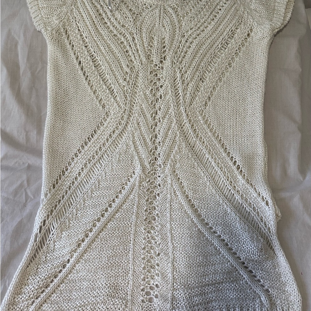 Zara Knit Elegant White Crochet Top